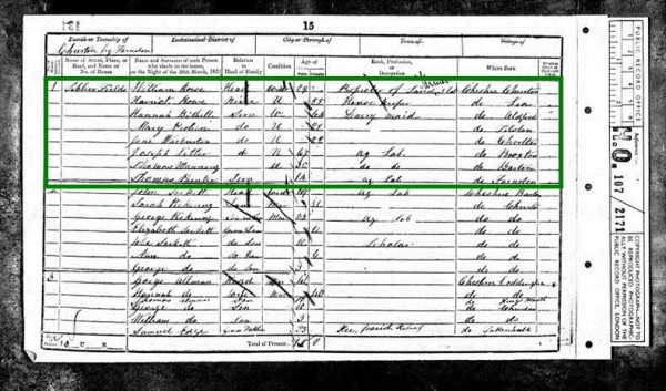 Sibbersfields in the 1851 census