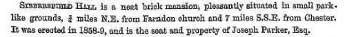 Description of Sibbersfield Hall from White's Directory, 1860